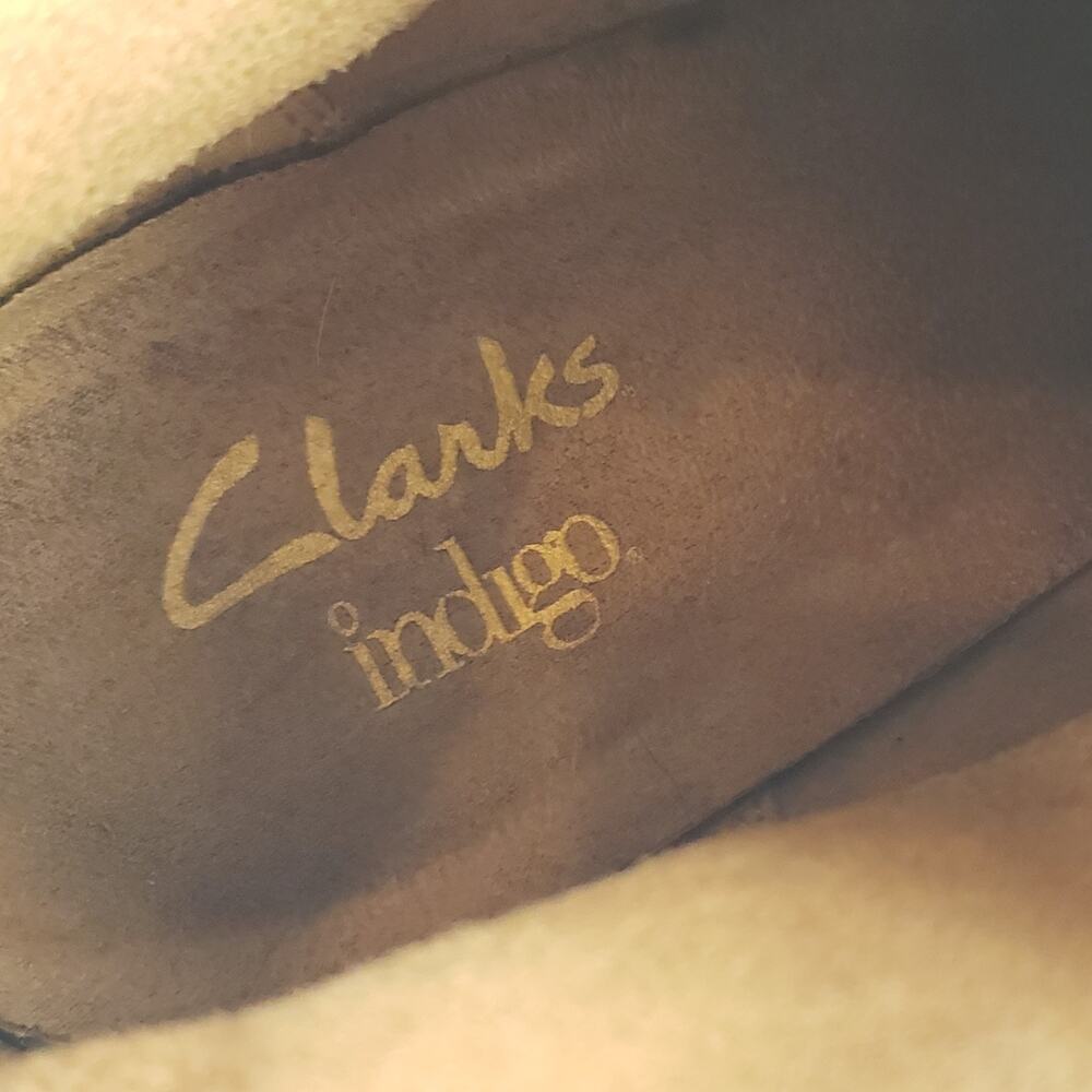 Clarks Indigo Womens Sz. 10.5 Distressed Brown Leather Western Ankle Boots Heels - Picture 10 of 14